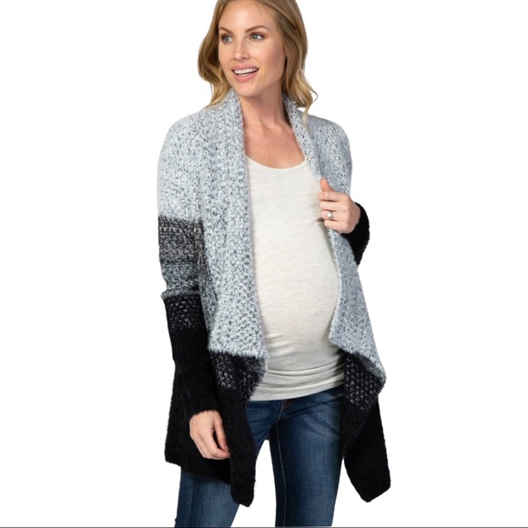 Doe & Rae Sweaters - Doe & Rae |Grey Gradient Soft Knit Draped Cardigan